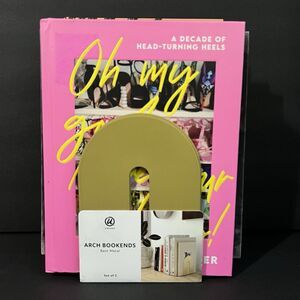 ARCH Metal Bookends Set of 2 Gold Retro Cutout Design NWT